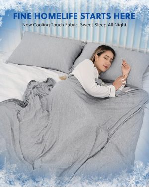 HOMFINE Cooling Blanket for Hot Sleepers – Lightweight Summer Blanket, Soft & Breathable, Double-Sided Cooling, Ideal for Night Sweats (Grey, 60 x 80 in)