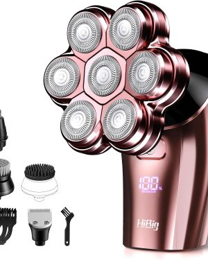 5-in-1 Rechargeable Electric Razor for Women – Wet & Dry Body Shaver, 7D Bikini Trimmer, Waterproof Hair Remover for Legs, Face, Underarms & Pubic Area – Rose Pink
