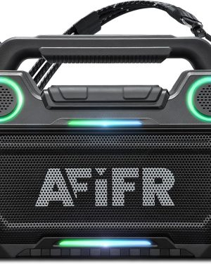 Outdoor Bluetooth Speaker with 160W Powerful Bass, Rugged IP67 Waterproof Design, 24-Hour Playtime, Built-In LED Lights, Wireless TWS Pairing, Portable for Parties, Travel, Beach, Garage & Outdoor Use (Black)