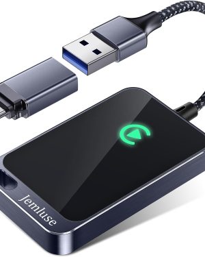 Jemluse Wireless CarPlay Adapter for Apple iPhone – Multi-User Seamless Wireless Connection, Converts Wired CarPlay to Wireless, No Latency, Compatible with iOS 10+ Screens with USB-C (Gray)