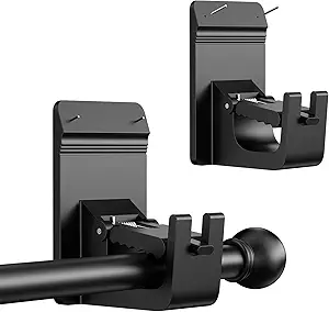 Universal Heavy-Duty Curtain Rod Brackets – No-Drill Curtain Rod Holders with Strong Adhesive & Invisible Nails, 30+ LB Load Capacity, Damage-Free Curtain Rod Hooks for Wall, Bathroom, Kitchen (2 Pack)