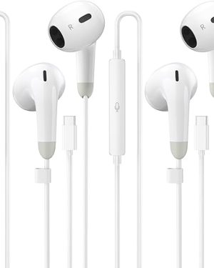 USB C Headphones for iPhone 17 16 15 Pro Max, 2 Pack Wired Earbuds USB C Wired Headphones with Microphone & Remote, Noise Isolating Earphones for iPad Pro/iPad Air, Galaxy S25 S24 S23 Ultra