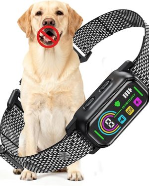 Bark Collar for Small and Medium Dogs – Thunbest No-Shock Anti-Barking Collar with 4 Training Modes and 8 Adjustable Sensitivity Levels, IP67 Waterproof, Rechargeable with Magnetic Charging (Black)