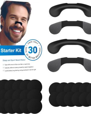 Extra Strength Nasal Strips for Snoring – 30pcs, Dark Black, Improves Breathing for Sleep & Sports