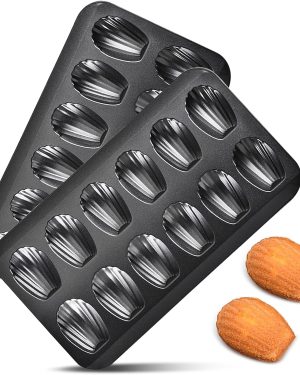 2-Piece Nonstick Madeleine Pan – 12-Cavity Shell-Shaped Cake & Cookie Mold Tray, Carbon Steel, Ships from Local Warehouse