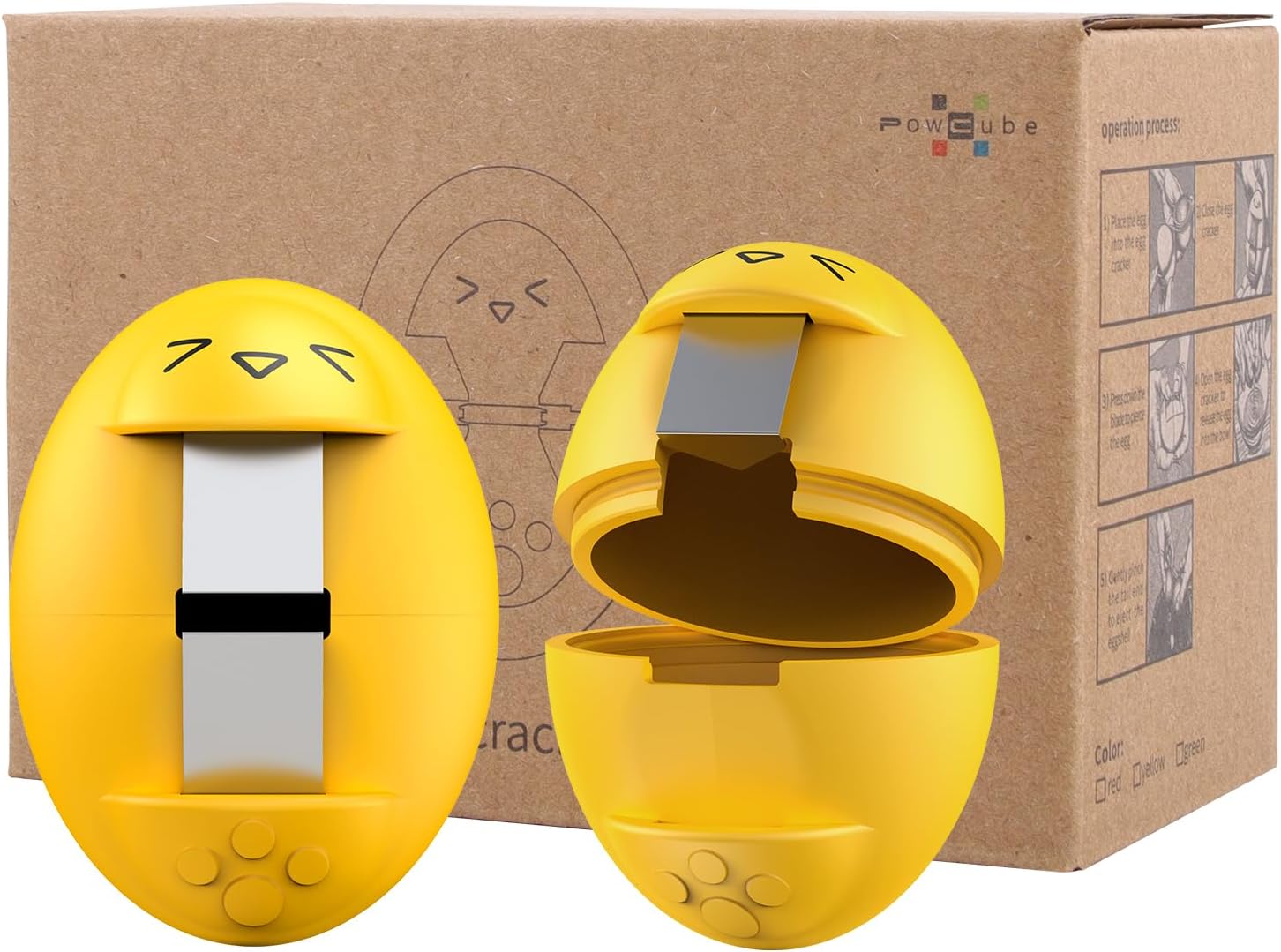 Egg Cracker Silicone Shell Opener – Fun Egg-Shaped Design, Effortlessly Opens Eggs, Adds a Touch of Joy to Your Kitchen (Yellow, 2-Pack)