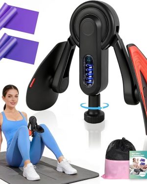 Inner Thigh Exerciser for Women – Adjustable 15-80 LB Resistance Thigh Trainer with 2 Resistance Bands, Ideal for Thigh Workouts, Kegel Exercises, Pelvic Floor Strengthening, Yoga, and Home Fitness