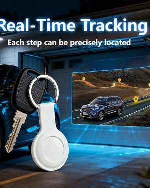 GPS Tracker for Vehicles & Cars – Real-Time Location Tracking Device, No SIM Card or Subscription, No Monthly Fees, Long Standby Waterproof Tracker for Pets, Dogs & Valuables (Android & iOS Compatible) – White