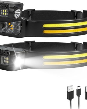 Rechargeable Headlamp with 230° COB Wide Beam