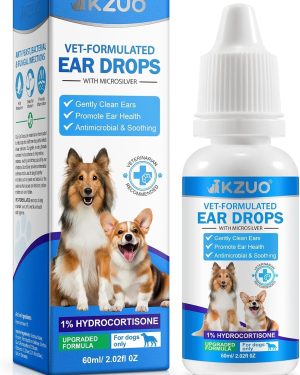 Dog Ear Drops with 1% Hydrocortisone – Vet-Recommended for Ear Infections, Yeast Relief, and Soothing Itching, Redness & Swelling.