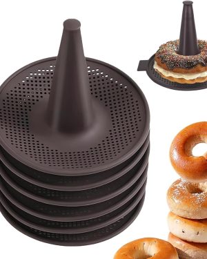 6-Piece Donut & Bagel Baking Pan Set – Brown Pastry Molds for Doughnuts, Bagels, and Cakes | Ships from Local Warehouse