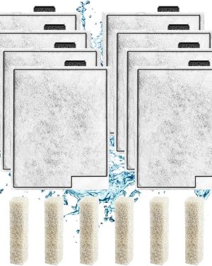8 Pack Large Filter Cartridges Replacement Compatible with Aqueon QuietFlow Power Filter Sizes 20, 30, 50, 75 & E Internal Filter Size 40, Canister Filter 200/300/400 – Includes 6 Ammonia Reducer Filter Pads