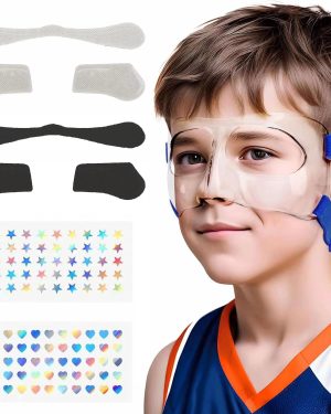 WR01A Kids Nose Guard – Adjustable Sports Face Mask for Broken Nose, Boys & Girls, with Foam Padding and Fun Stickers, Ideal for Basketball, Soccer, and Youth Activities