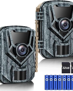 2-Pack Trail Cameras – 36MP, 2.7K HD, with 32GB Memory Card & 4 Batteries