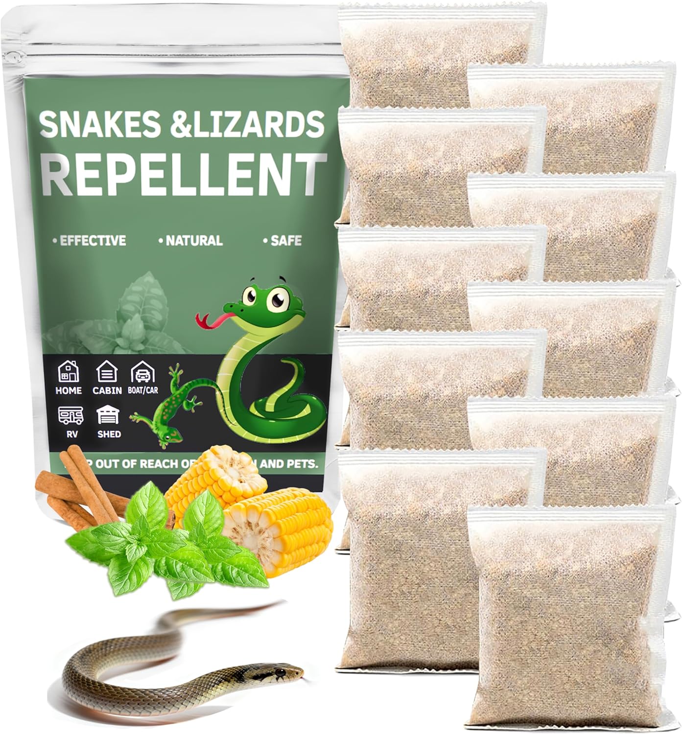 10-Pack Natural Snake Repellent – Safe, Plant-Based Granules for Yard, Garden & Patio