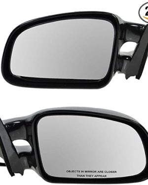 Side Mirror 2pcs Left & Right – Paint-to-Match, Power Operated Exterior Door Rear View Mirrors, Black Plastic for Pontiac Grand 1999-2003