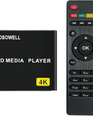 4K Media Player for USB & SD – Ultra HD Digital Signage Player with HDMI/AV Output, H.265 H.264 MKV MP4 Video, MP3 Music, JPG Photo, Auto Play, Resume, and Loop Playback