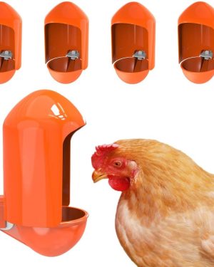 Large Chicken Waterer Cups Automatic with Anti-Roosting Cover | Poultry Waterer Cups Suitable for Chicks, Duck, Goose, Turkey and Bunny (5 Pack)