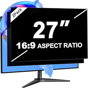 27 Inch Privacy Screen for Computer Monitor 16:9 Aspect Ratio, Eye Protection Anti Blue Light Glare Shield, 27 Inch Removable Black Blackout Anti Spy Desktop Security Private Filter