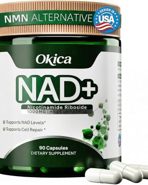 NAD+ Supplement with Nicotinamide Riboside & Resveratrol 1000mg – NMN Alternative for Anti-Aging, Cellular Energy & Longevity, NAD Support for Men & Women – 90 Capsules