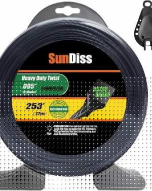253ft 0.095" Trimmer Line Cutting String Replacement for Echo Black Diamond Trimmer Line 330095073/330095071, Fits for Medium to Heavy Grass and Weeds, with Built-in Line Cutter