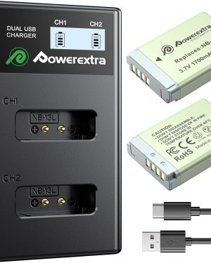2-Pack NB-13L Battery Compatible with Canon PowerShot G7 X Mark II,G7 X Mark III,G7 X, G5 X, G5X Mark II, G9 X, G9 X Mark II, G1 X Mark III, SX740 HS,SX730 HS,SX620 HS,SX720 HS