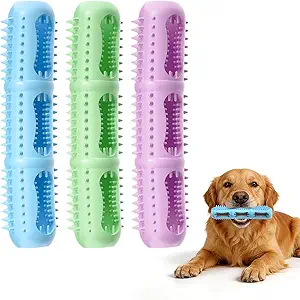 Bite and Brush Chew Toys for Small and Medium Breeds，Dogs Dental Chew，Teething Chew Toys，Toothbrush Toy for Cleaning Teeth and Keeping Dogs Busy(3-Pack)