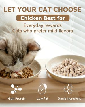 Heckin Yum Freeze-Dried Chicken Treats for Cats & Dogs – Single Ingredient, Healthy Snacks & Food Toppers for Picky Pets, 4 oz