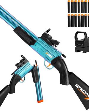 Toy Gun Double Barrel Shotgun Toy,with 20 Soft Bullet Darts, Toy Foam Blaster Foam Dart Blaster with Scope for Kids, Youth, Teen, Boys-Holiday for 8-12 Year (Blue)