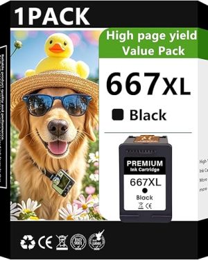 “667XL Black Ink Cartridge – Compatible with HP 667XL for DeskJet 1275, 2373, 2375, 2376, 2775, 2776, 6075, 6475, 6476 Printers (1 Pack)”