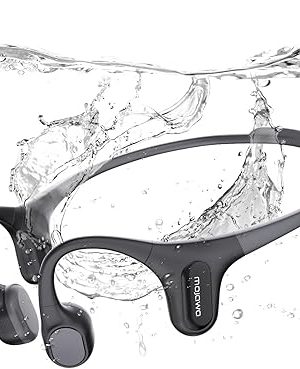 mojawa Run Plus Bone Conduction Headphones, Open-Ear Bluetooth Headphones, 32GB MP3 Player, IP68 Waterproof Swimming Earbuds, Deep Bass, Secure Fit for Running, Gym and Daily Use, Black