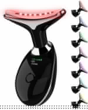 Red Light Therapy Device for Face, 7 Color LED Facial Light Therapy Wand for Skin Care at Home Blue Light Face Massager Tool for Neck (Light Black)
