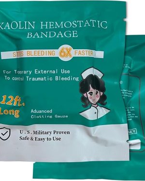 Quick Clot Gauze – Advanced Hemostatic First Aid & Survival Bleed Control Kit, Combat Wound Packing Medical Gauze 3" x 12.5'