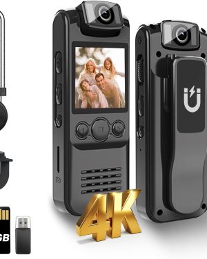 4K Body Camera with Audio and Video Recording, 128GB Mini Wearable Cam with Magnetic Lanyard, Body Worn Camera for Travel, Cycling, Work Security, Police Law Enforcement