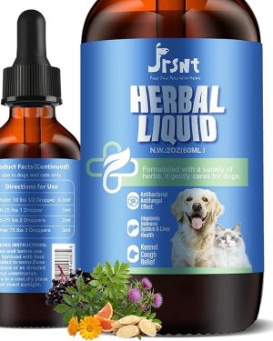 Kennel Cough Treatment for Dogs & Cats – 100% Plant-Based Herbal Supplement for Dry, Wet, and Barking Cough, Allergies & Sneezing Relief, Supports Liver Health – 60ml