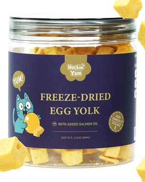 2-in-1 Freeze-Dried Egg Yolk & Fish Oil Treats for Cats & Dogs – Natural Omega-3 for Skin & Coat, Premium Snacks & Food Toppers, 3.5 oz