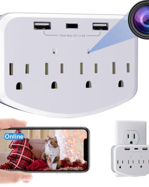 1080P Spy Camera Hidden Camera WiFi, Wireless Wall Outlet Cam with Motion Detection, Loop Recording,No Audio Indoor Nanny Cameras for Home Security/Office/Baby & Pet (Include 16G SD Card)