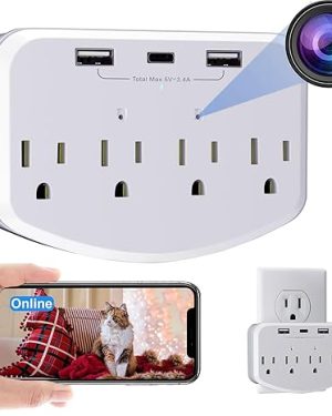 1080P Spy Camera Hidden Camera WiFi, Wireless Wall Outlet Cam with Motion Detection, Loop Recording,No Audio Indoor Nanny Cameras for Home Security/Office/Baby & Pet (Include 16G SD Card)