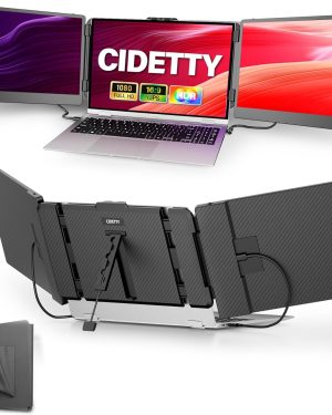 CIDETTY 14" Laptop Screen Extender – FHD 1080P IPS Ultra-Thin Dual/Triple Portable Monitor | HDMI & USB-C Plug & Play Display with Built-in Speakers | Compatible with Mac, Windows & Android