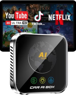 Magic AI Box Wireless CarPlay Adapter, Fast Car Video Box Plug & Play, Easy Setup, Supports Netflix/YouTube/TF Card Streaming Equalizers and More for OEM Wired CarPlay/Android Auto Cars (Silver)