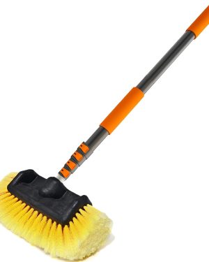 LAANPOLE 12FT Car Wash Brush – Soft 12" bristle cleaning brush with telescoping long handle, ideal for cars, RVs, trucks, boats, solar panels, and house siding
