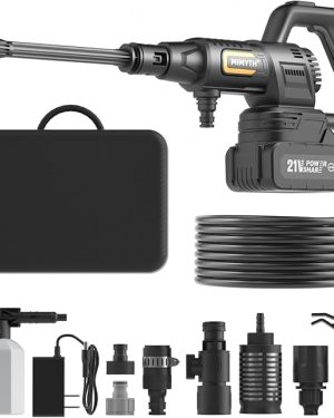 Cordless Portable Washer, 1200 PSI Battery Operated Washer with Brushless Motor, Battery, 23FT Elastic Hose, 3 Level Adjustable; Handheld Washer for Car, Home, Patio, Driveway (Obsidian Black)