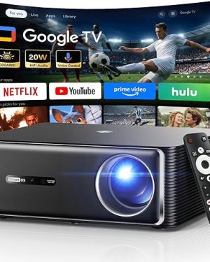 1500 ANSI Google TV Smart Projector - 4K Projector with WiFi and Bluetooth, 20W HiFi Speakers Outdoor Movie Proyector, Auto Focus & Keystone Projector for Home Theater Indoor