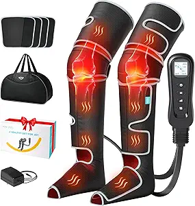 ALLJOY Leg Massager for Circulation and Pain Relief FSA, Gifts for Men Women Dad Mom, Leg Massager with Heat and Compression, 2 Heat 5 Modes 4 Intensities 4 Extenders