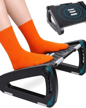 Ergonomic Foot Rest for Under Desk at Work – Adjustable Under Desk Footrest with Roller Massager for Office, Home & Gaming Chairs